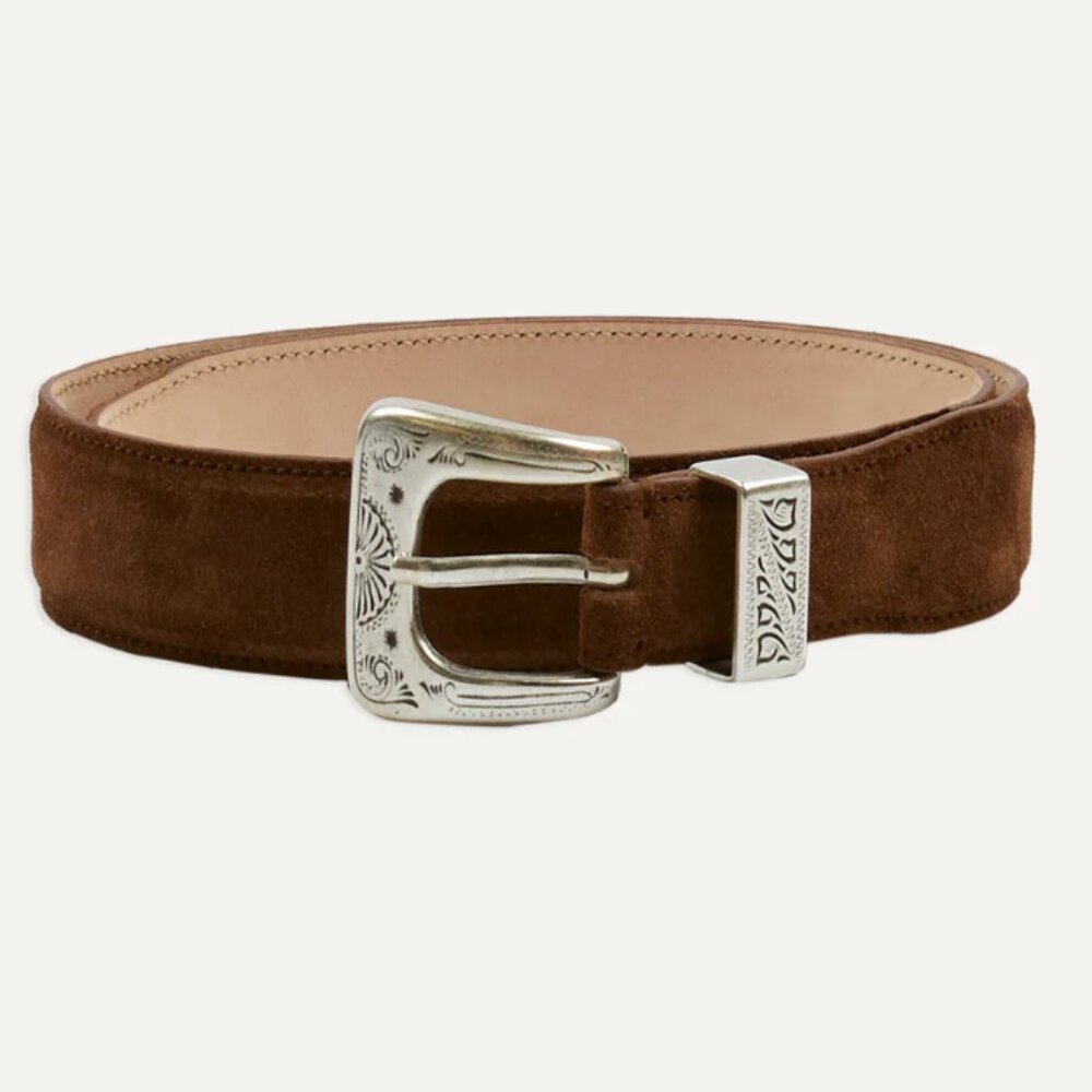 Drake's - Light Brown Suede Western Belt - Size M